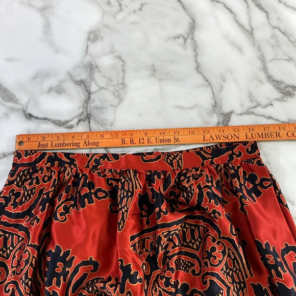 Umi Collections by Anne Crimmins Midi Skirt Womens Sz 14 Red Asian Silk Vintage - Picture 7 of 10